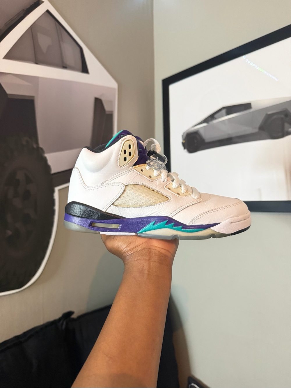 Jordan Kids White Purple Teal Sneakers